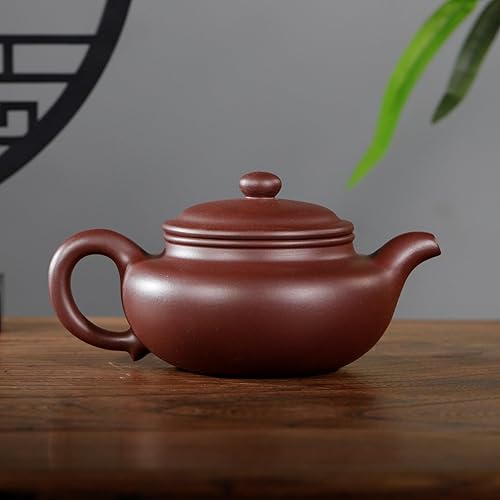 Miniatura 9 de Fine Yixing - Tetera de arcilla genuina, tetera china hecha a mano, 7.8 onzas con filtro, infundir té Kungfu (juego Xishi, arcilla roja Yixing Zhuni)