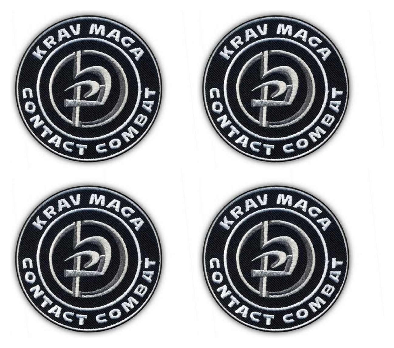 Écusson brodé Krav Maga Contact Combat noir velcro lot de 4 insignes
