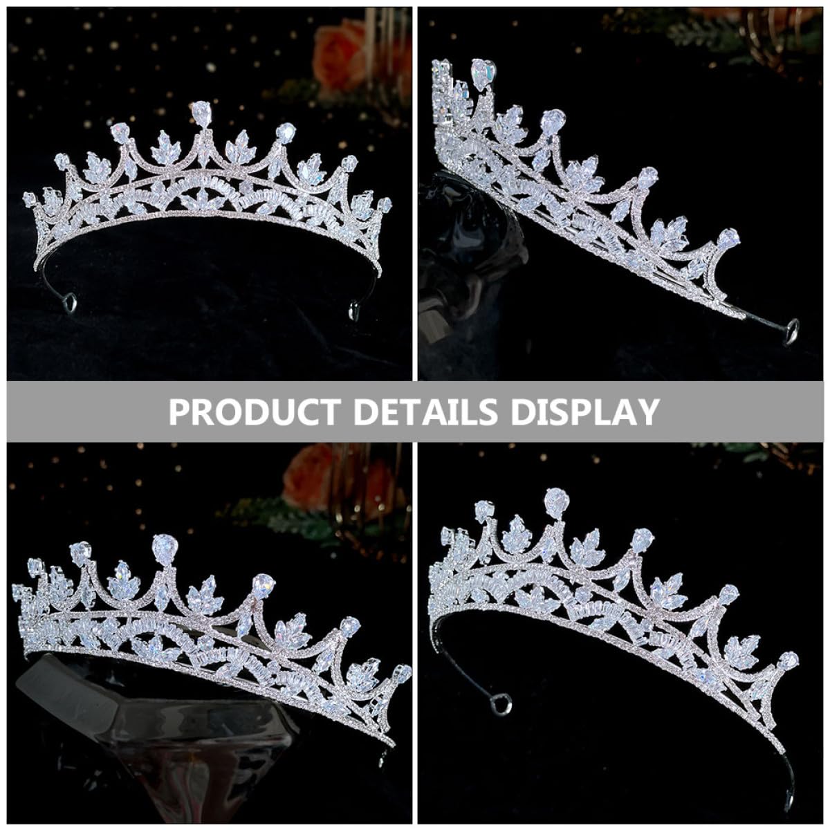 VILLCASE Elegante Hochzeitsbrautkrone aus Kupfer mit Zirkonbesatz Leichtes Silbernes Haarband für Damen für Besondere Anlässe und Kreative Fotos