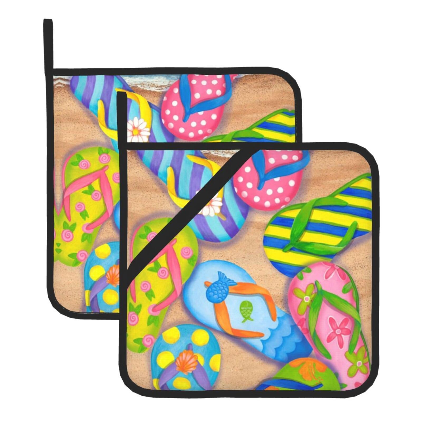 KFRXXZQB 2-Pack Square Pot Holders, Oven Mitts For Baking & Bbq