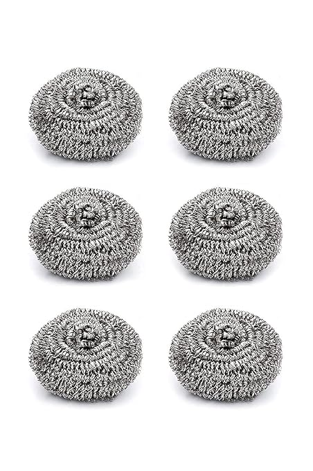 Se7en Steel Scrubber with Multiple Uses for Dishes, Pots, Pans, Kitchen Ovens, Bathroom, and Tough Cleaning (Pack of 6)