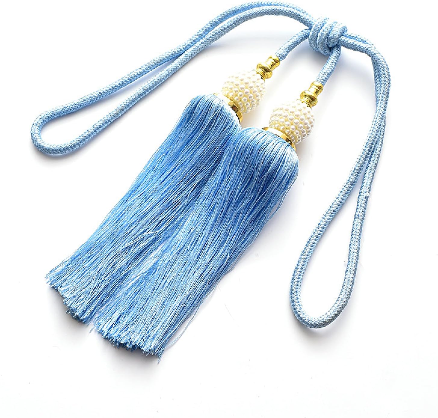 Curtain Ties 2 Pieces Pearl Double Ball Curtain Hanging Ball Curtain Strap Purple (Lake Blue)