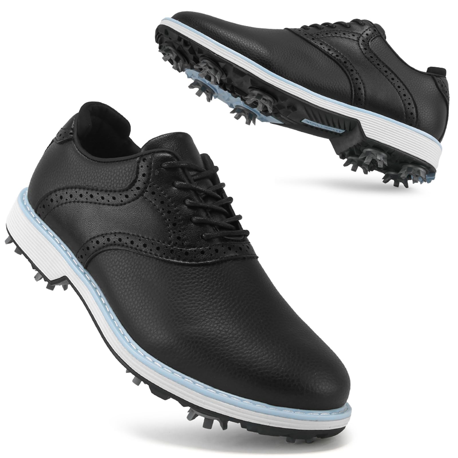 Scarpe da Golf Professionali da Donna con Borchie Scarpe da Lavoro in Pelle con Lacci Impermeabili Antiscivolo E Comode