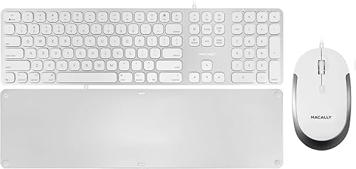 Macally Teclado Mac con cable y mouse silencioso con DPI ajustable, mejora tu espacio de trabajo