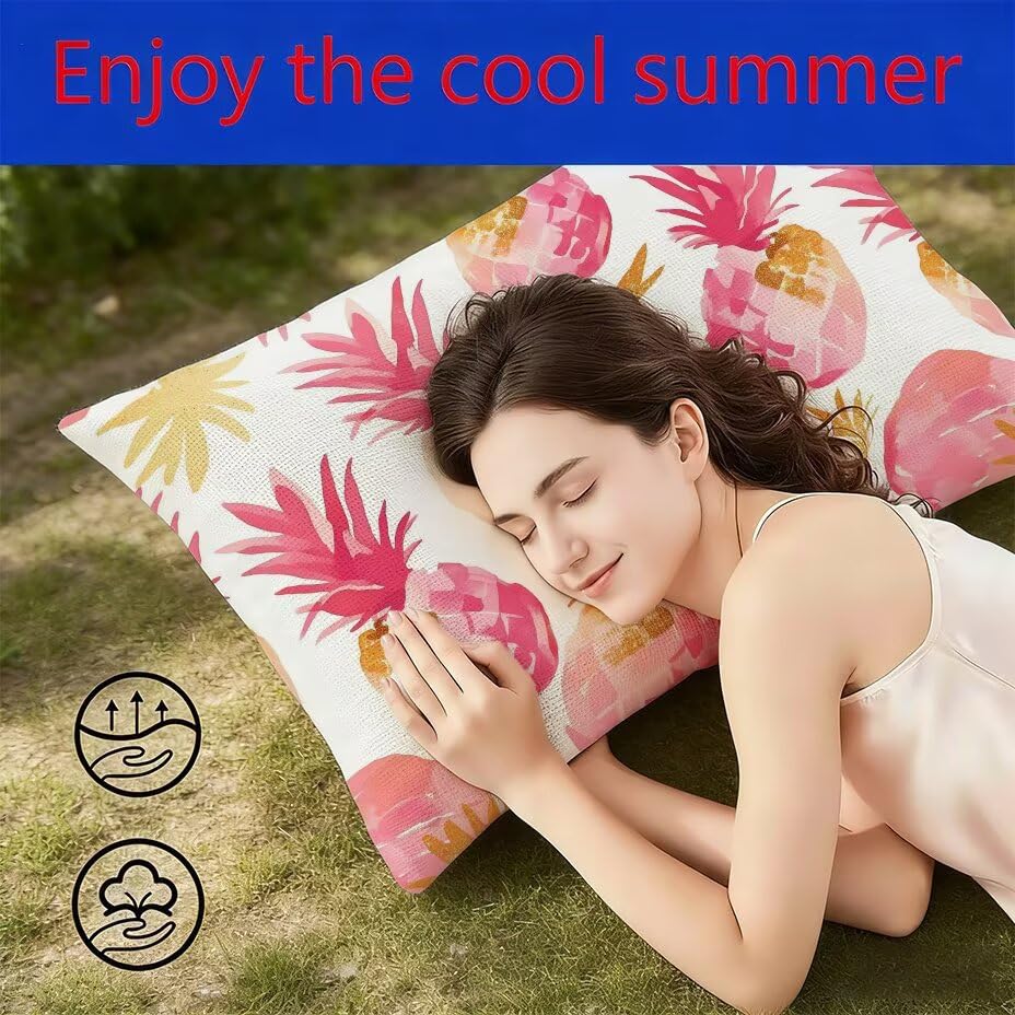 Housse de Coussin de Jardin Imperméable Rose en Lin 60x80 cm - 4