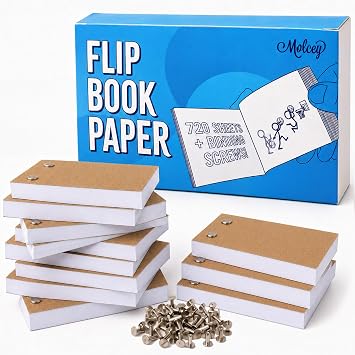 Blank Flipbook Paper With Holes - 1480 Pages 720 Sheets for Drawing, Stop Motion Animation, Comic Book - Flip Book Kit for Kids