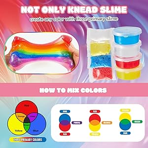 100+ Pcs Slime Mini Dessert Cup Making Craft Kit for Girls Boys,Even Adults Like to Play, Birthday Idea for Kids Age 4+,3 Primary Colors, Fun Party Gift,DIY Art,mini Food,Make it mini