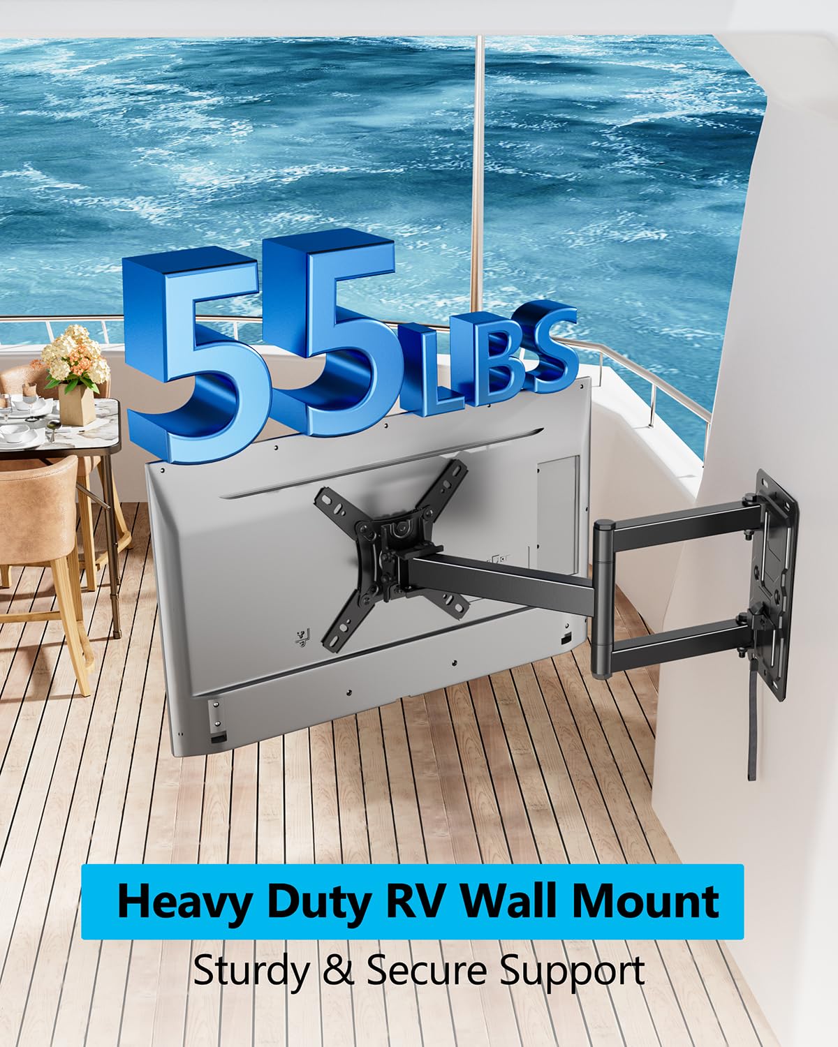 FORGING MOUNT Supporto da parete per TV RV con serratura da orizzontale a verticale per TV e monitor da 13-43 pollici, supporto da parete per monitor TV Full Motion con sgancio rapido per camper