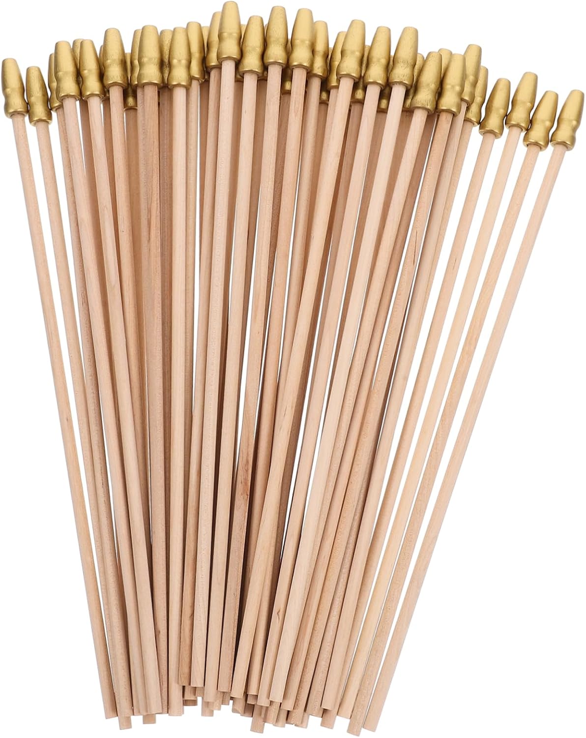 50pcs Mini Wooden Flag Poles with Gold Cap Handheld Lantern Pole Perfect for Craft Projects and Events