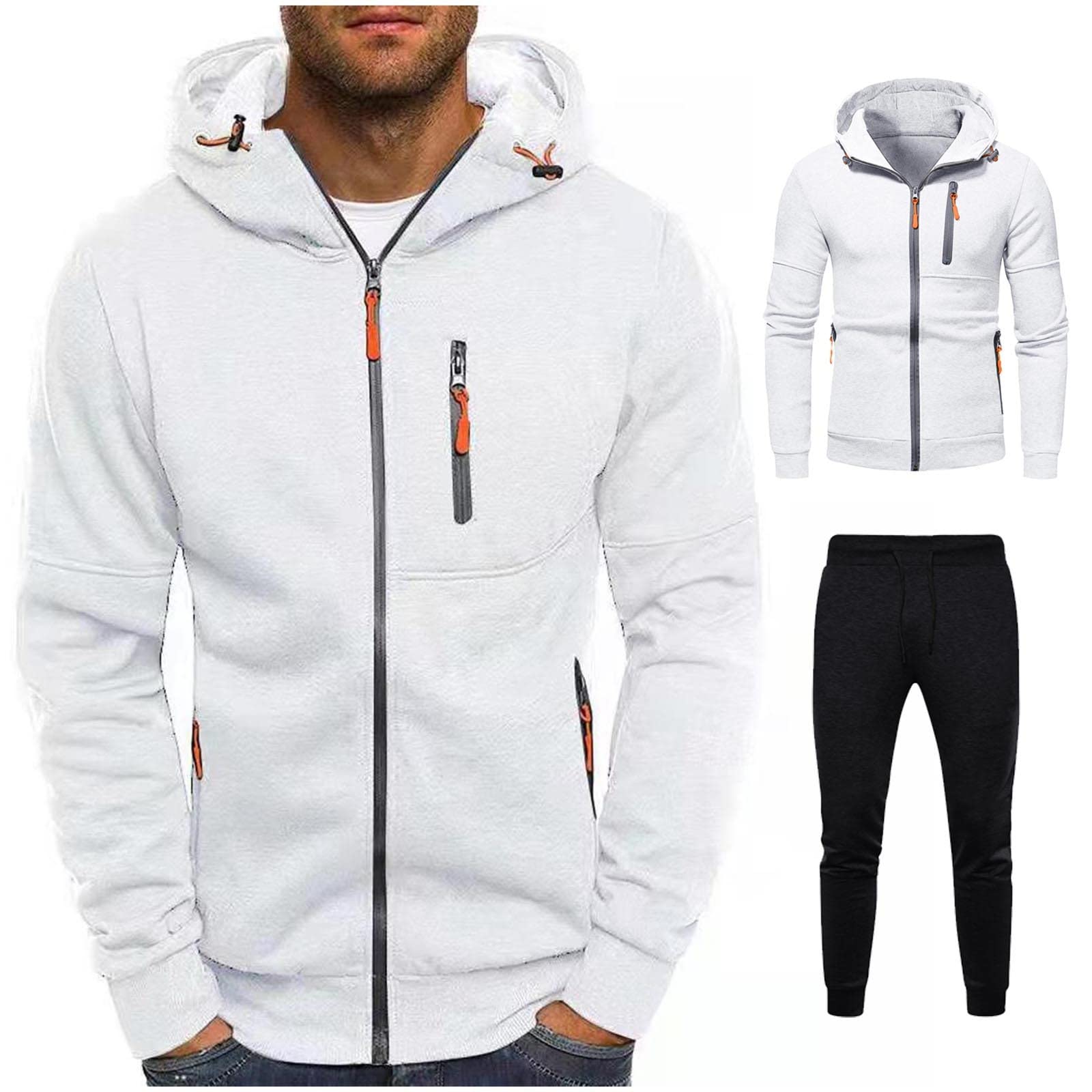 Chándal para hombre XL Chándal para hombre, traje de casa de un solo color, 2 piezas, traje de invierno acogedor para hombre, ropa de calle holgada, chándales de entrenamiento, traje de jogging para