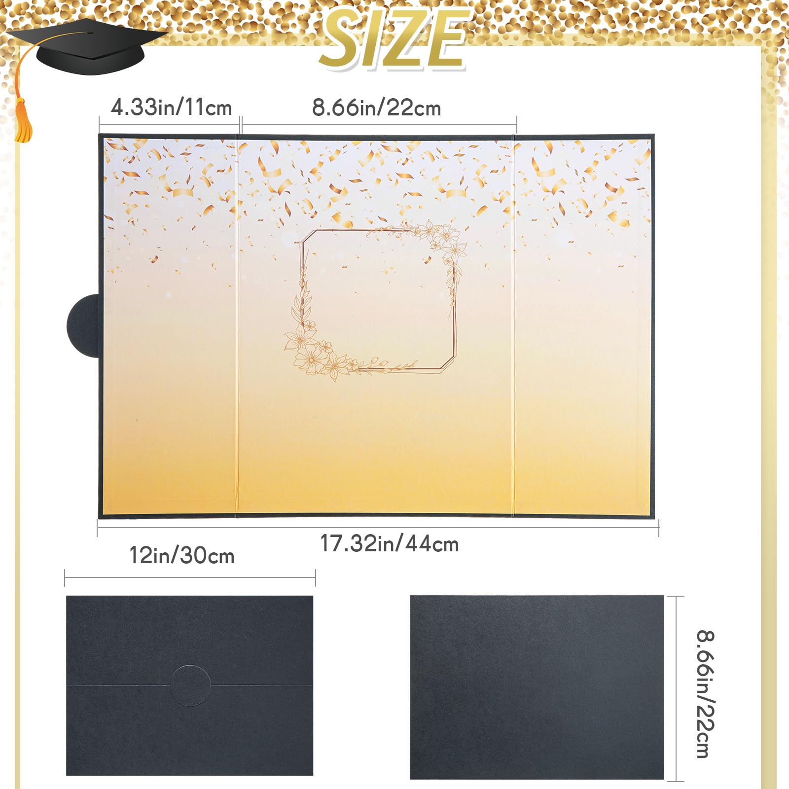 MotiMind Farewell Guest Book Alternative, Farewell Gifts for Coworkers Friends, Black Gold We Will Miss You Signature Board, 17.32'' x 12'' Goodbye Card, Retirement Party Decoration, Graduation Party