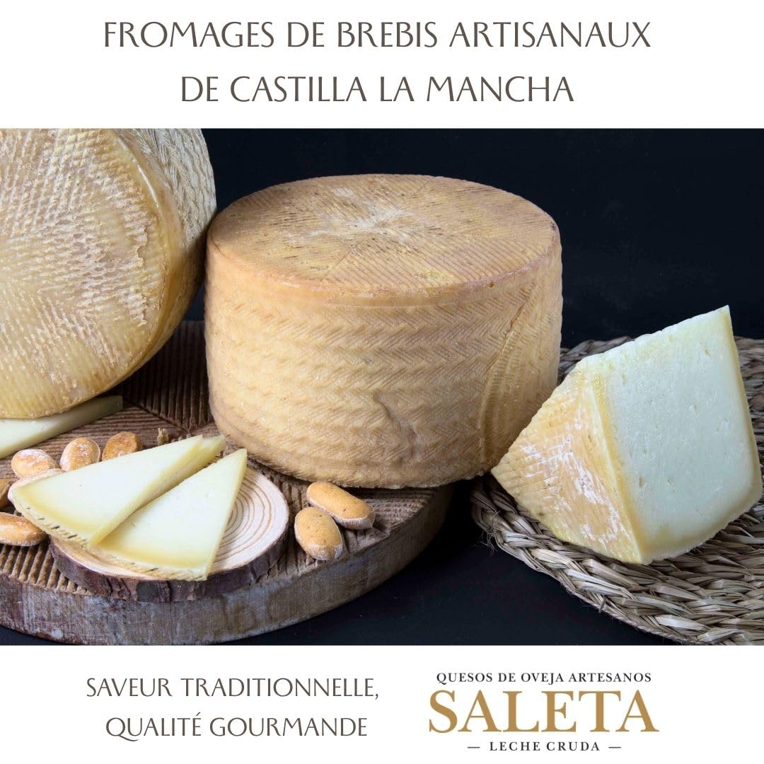 Coffret Cadeau Premium Fromage Manchego Espagnol | Fromage de brebis | Plateau de Fromages | 4 variétés: affinés, semi-affinés ou à l'huile d'olive vierge extra | "Pack le plus Récompensé 1 Kg"