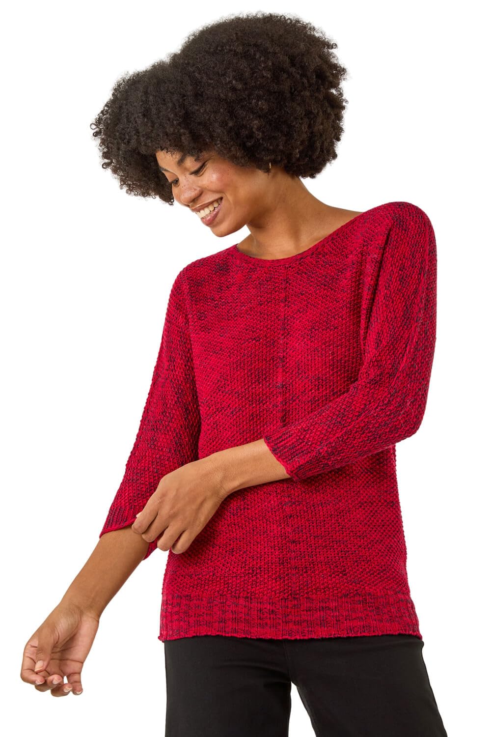 Roman Women's Red Textu Knit Jumper
