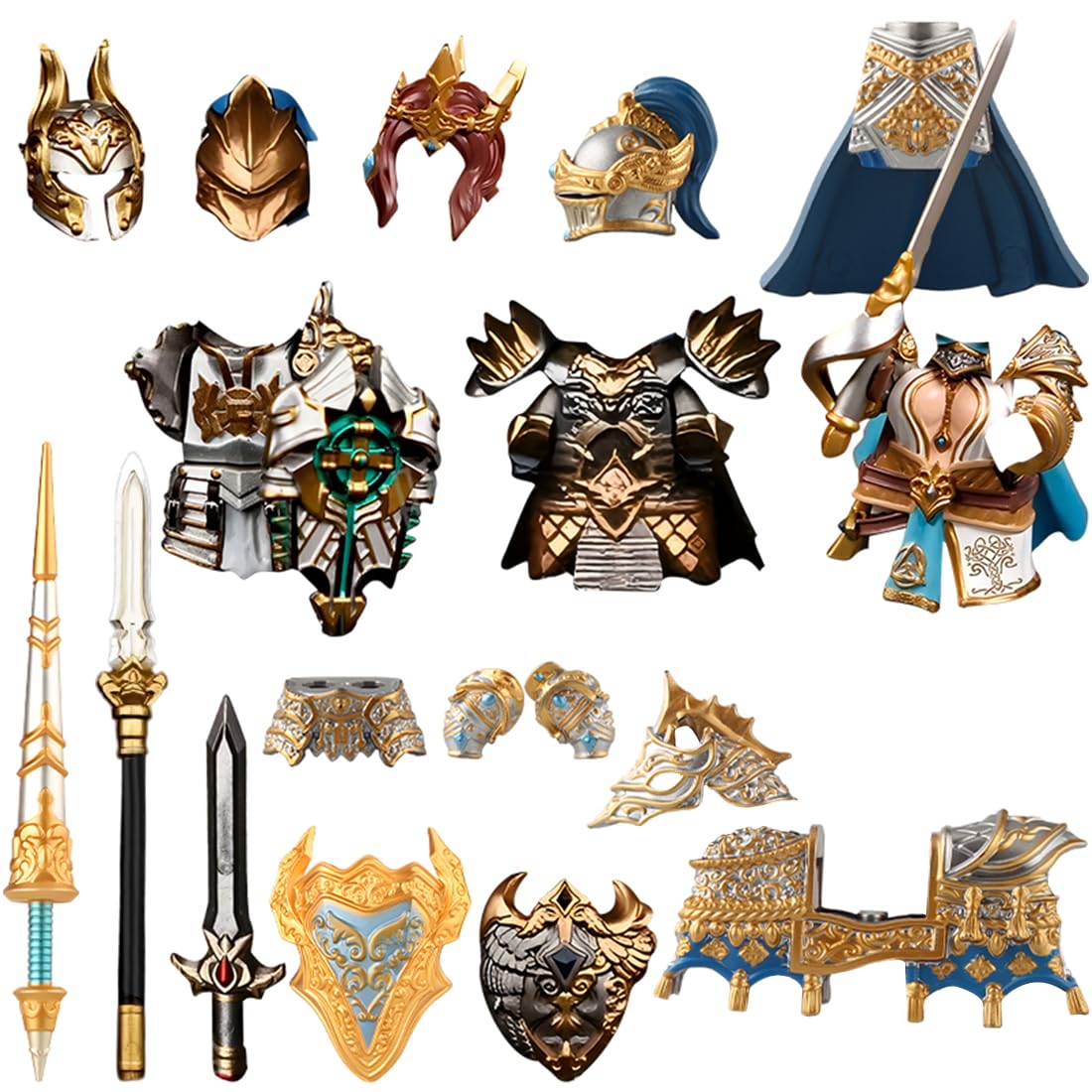 Medieval Weapon Pack Accessories Kit Include Armor Helmet Shield Swords Spears, MOC Weapon Accessories Compatible with Major Brands (23PCS)
