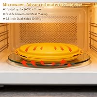 Vista 3 de Sartén para microondas de 9.5 pulgadas y bandeja para verduras – Máquina de sándwiches antiadherente 5 en 1, sartén para pizza y tocino con tapa