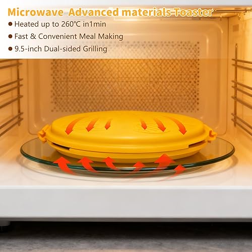Miniatura 3 de Sartén para microondas de 9.5 pulgadas para asar queso 5 en 1, sándwich, panini, tostadora, utensilios de cocina para microondas para alimentos