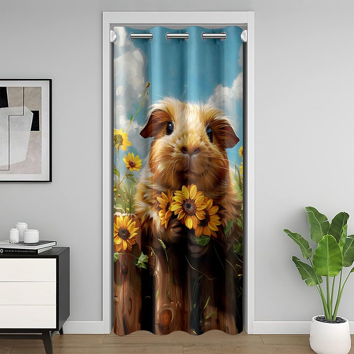 Erosebridal Cute Cartoon Hamster Blackout Curtain for Kids Kawaii Brown Mouse Door Drape 34