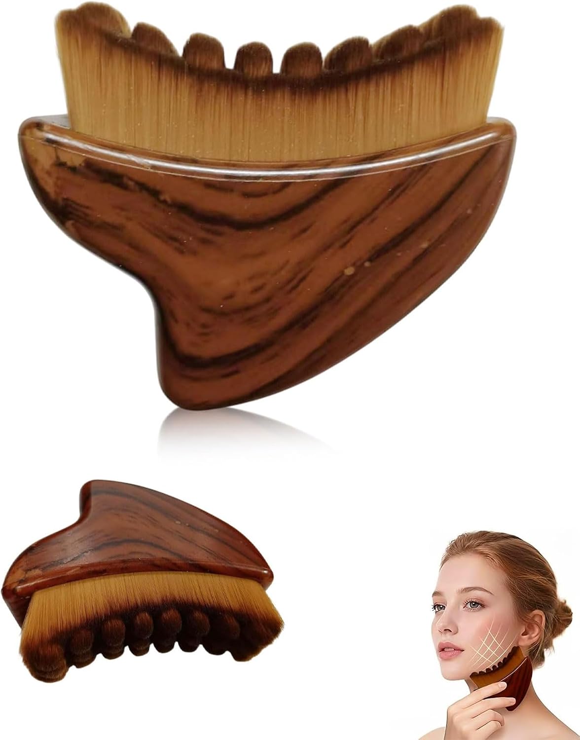 LEEQ Beard Brush Men Shaving Brush with Natural Boar Bristles and Wooden Handle Facial Care Lymphatic Massage Brush Draining Exfoliating and Cleansing Brush