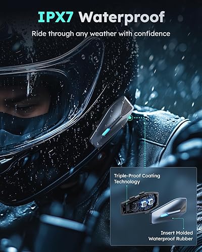 Miniatura 7 de Auriculares Bluetooth S1 para motocicleta con 3 modos de intercomunicación, comunicación de malla de 8 conductores, voz AI, radio FM, volumen