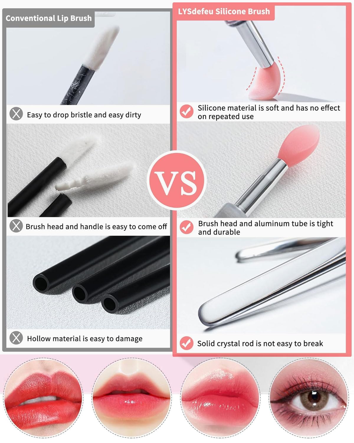 8 brochas aplicadoras de lápiz labial de silicona con tapas para brochas de maquillaje, aplicador de bálsamo labial, kits de herramientas de belleza para pintalabios,bálsamo labial
