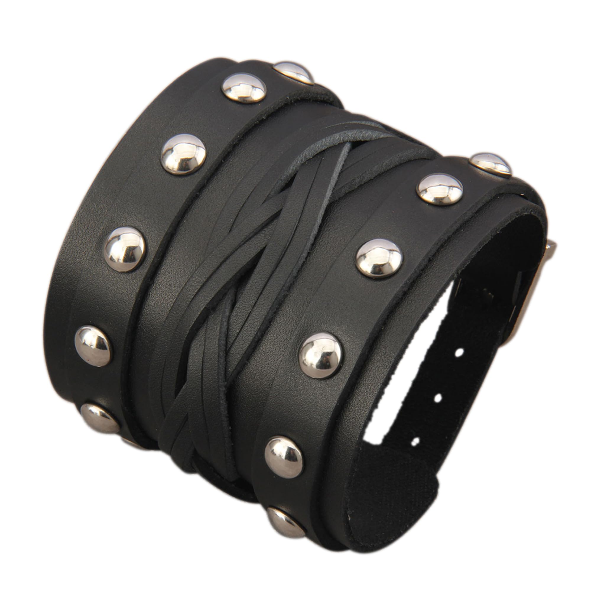 GelConnieLeather Cuff Bracelet Punk Braided Bracelets Rock Leather Wristbands Faux Mens Leather Bracelet Gothic Viking Bangle Adjustable Wrap Bracelet for Women, Men