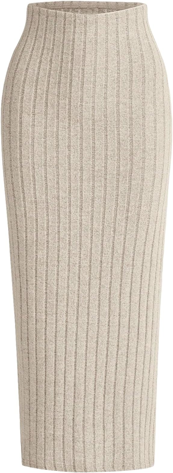 GORGLITTER Women's Knit Bodycon Maxi Skirt High Waisted Long Pencil Skirts Fall Trendy 2025 Apricot Large