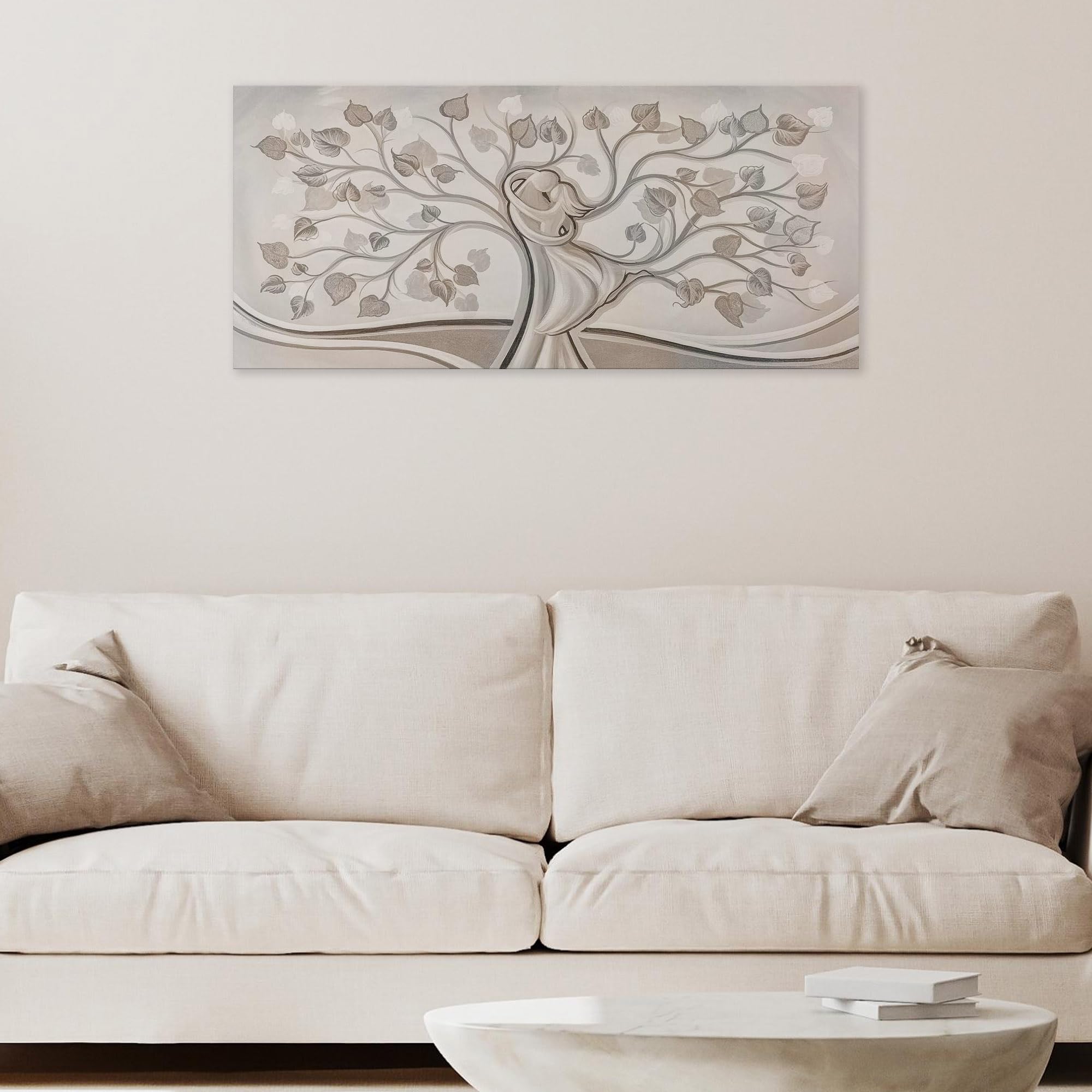 Lupia - Quadro Moderno PICTURES Albero Abbraccio su Tela Materica, Stampa Astratta, Decorazione per Soggiorno, Camera da Letto, Ufficio, Hotel, 52x122 cm, Tela, Made in Italy