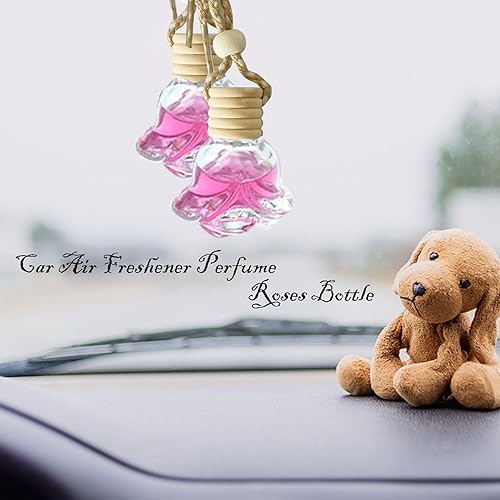 Miniatura 4 de MINELEVEN 7 botellas de vidrio de rosas de 0.3 fl oz, incluye tapón de gel de sílice, cubierta de madera suspendida de madera, 1 cuentagotas y 1