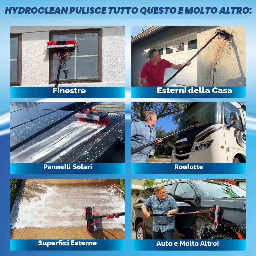 STARLYF - Telescopic Hydrocleaner, scopa telescopica per pulizia, idropulitrice telescopica, alimentazione ad acqua, dispensatore di sapone, pulizia pannelli solari, lavaggio camion, autobus, auto,