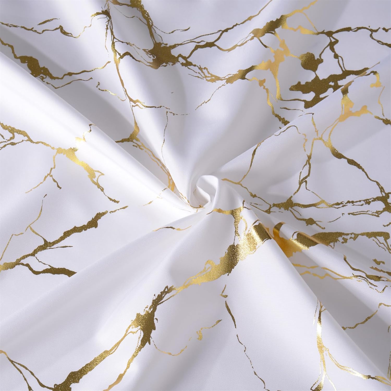 White and Gold Marble Shower Curtains for Bathroom,Glitter Shower Curtain with Hooks,Unique Foil Gold Printed,Water Proof,Washable,Fabric Shower Curtain,Standard 72x72 Inches