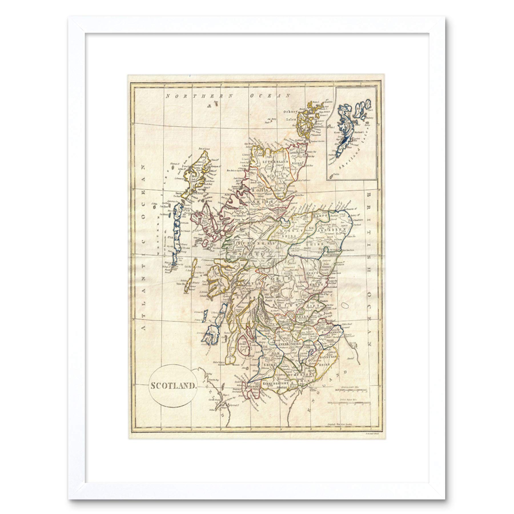 Wee Blue Coo 1799 CLEMENT CRUTTWELL MAP SCOTLAND VINTAGE ART PRINT FRAME F12X002