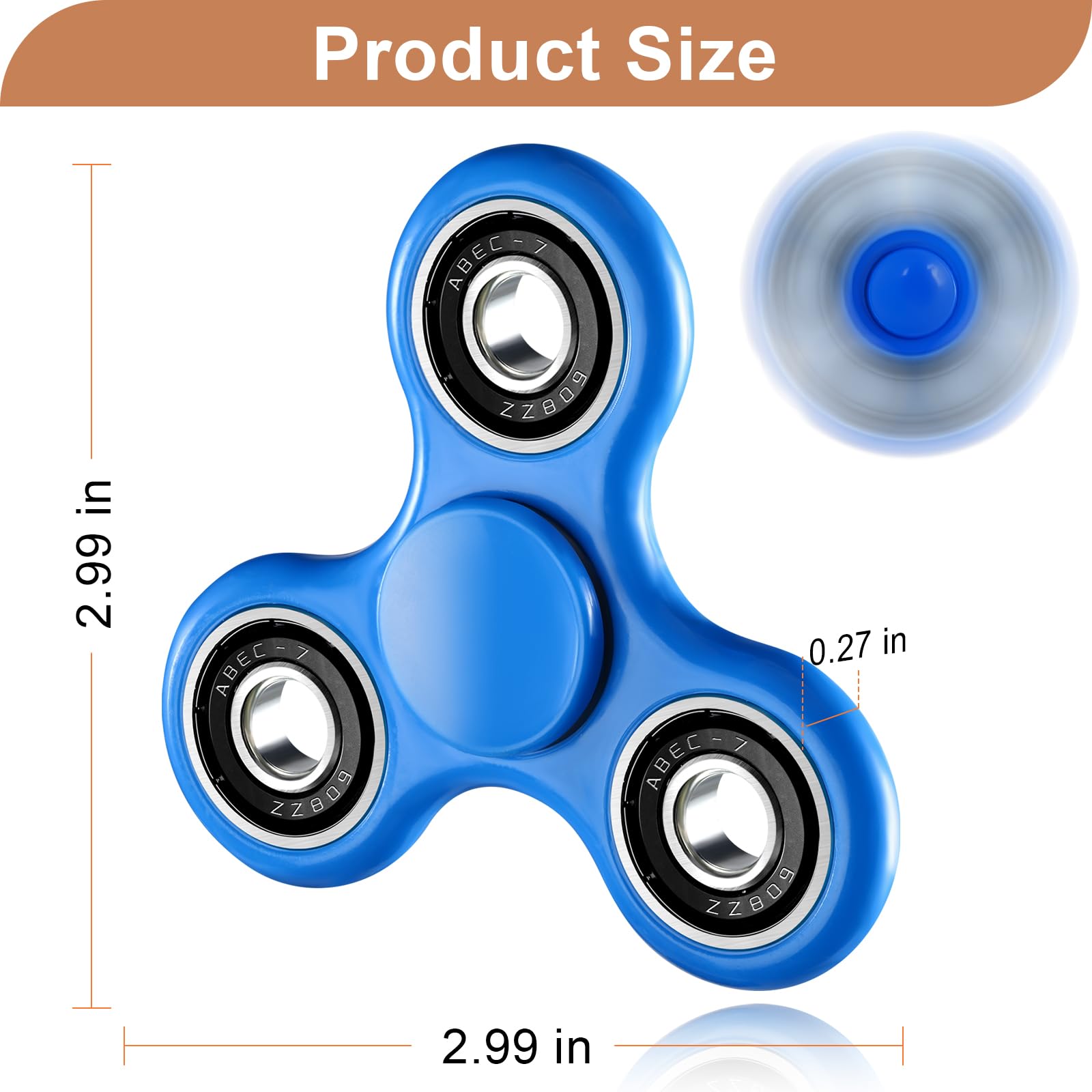 IKOPFLN – Jouet Anti-stress Bleu – Tourne Librement – Sensoriel – Pour Adulte Et Enfant – Portable Et Silencieux – Idéal Pour Se Concentrer