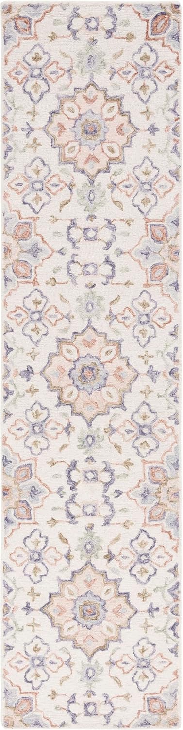 SAFAVIEH Metro Collection Runner Rug - 2'3" x 9', Ivory & Green, Handmade Wool, Ideal for High Traffic Areas in Living Room, Bedroom (MET354Y)