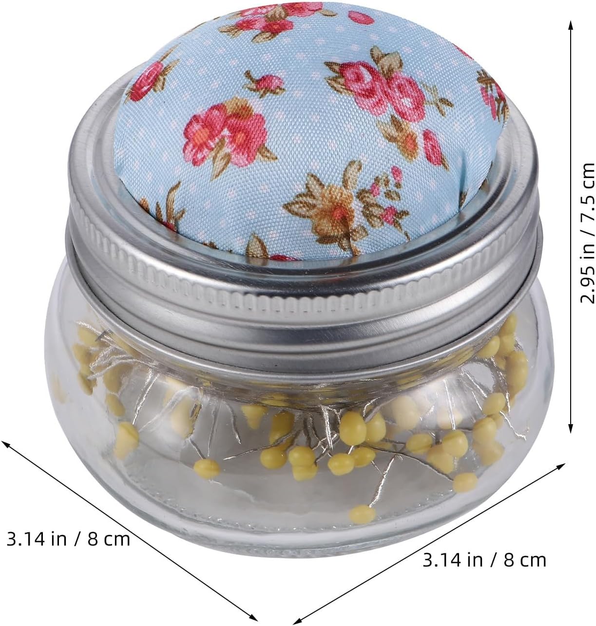Pin Cushion Needle Box Set with Glass Jar for Beginner Sewing