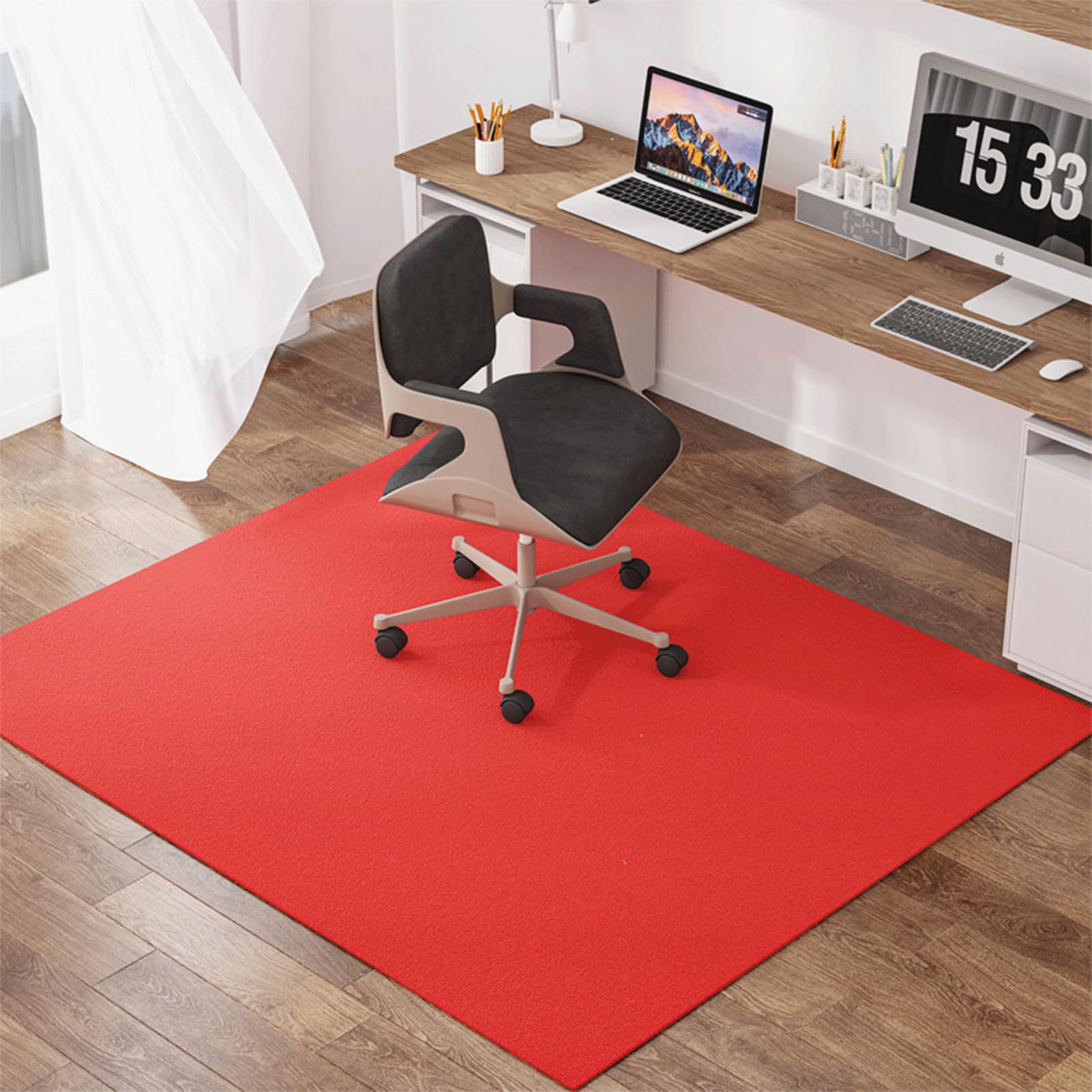 Alfombrilla para silla de oficina para suelos de madera dura, protector de escritorio antideslizante para juegos, grande, 160 x 180 cm, para suelos laminados y parquet, protector de alfombra para