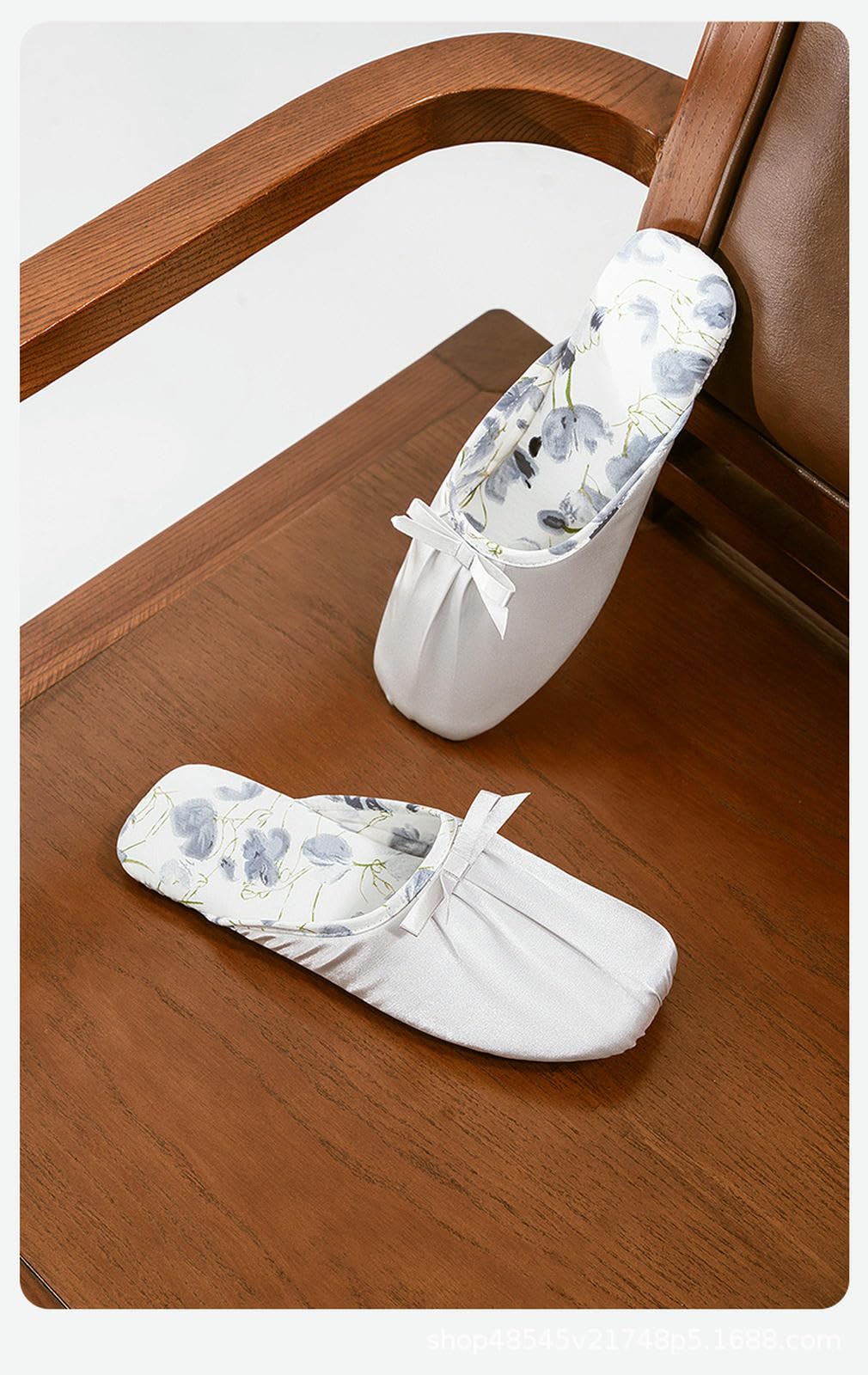 Pantofole Donna Tessuto A metà delle Punta di Piedi Scheme Estate Casa Interno Delicata Piatta in Stile Francese-bianco-34-35