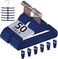 Vista 9 de VECELO Perchas de terciopelo de alta calidad resistentes (paquete de 60), antideslizantes y ahorran espacio con 8 clips para los dedos y soporte