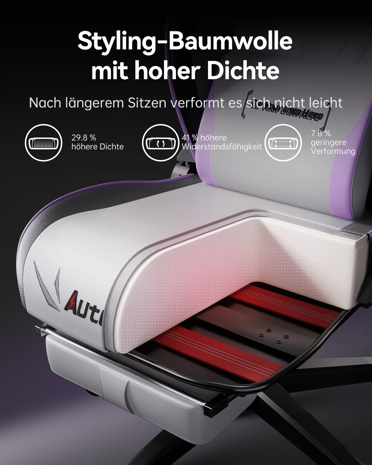 AutoFull C3 Gaming Stuhl, Ergonomisch Gaming-Stuhl mit Lordosenstütze, Höhenverstellbar & Neigungsfunktion, Gaming Stühle mit Fußstütze, Rennsitzdesign PU Leder, Weiß (Verbreitern Sitzkissen)