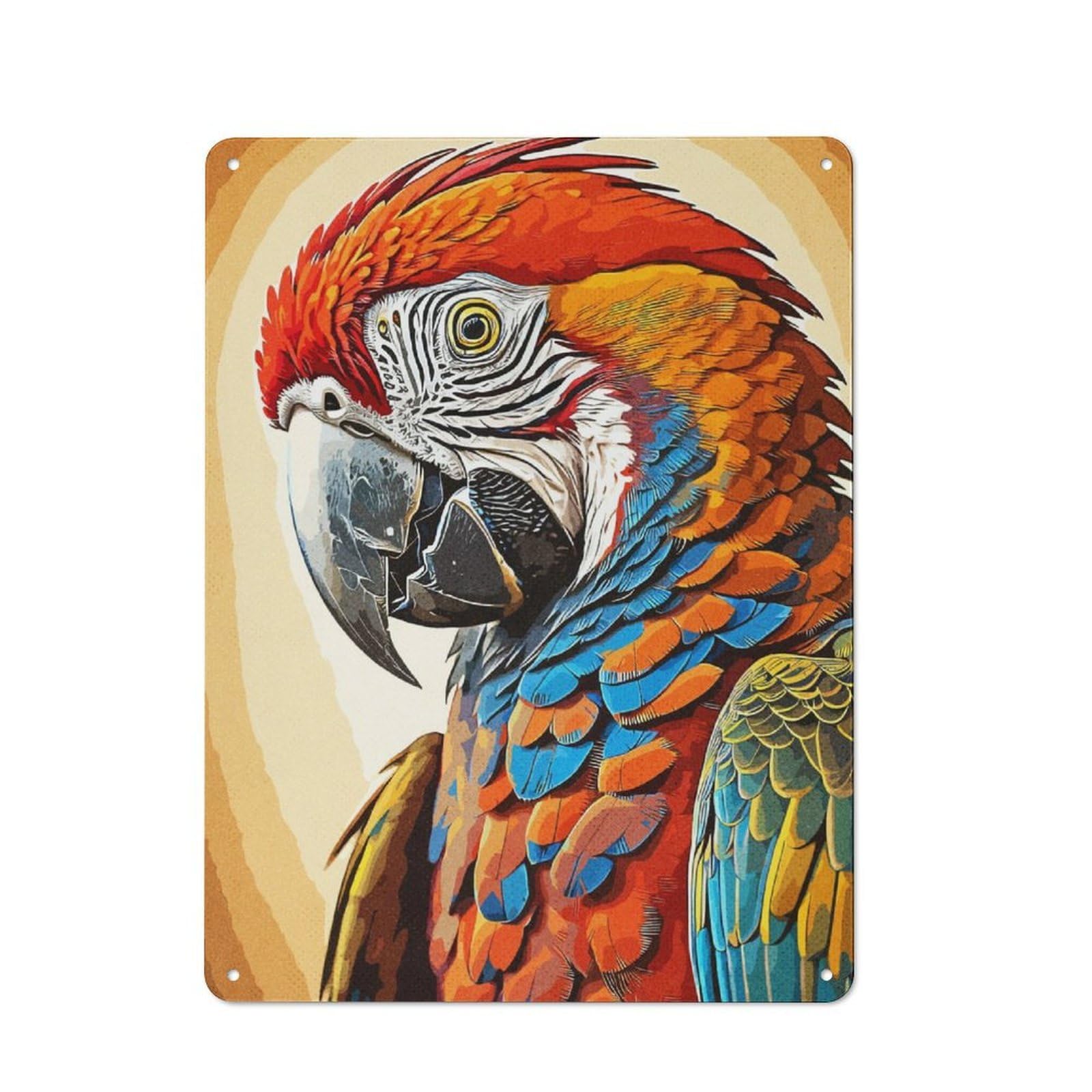 Junmoney Vintage Parrot Rustic Tin Sign 40X30cm For Pub Or Café, For Collectors Building A Themed Wall Display