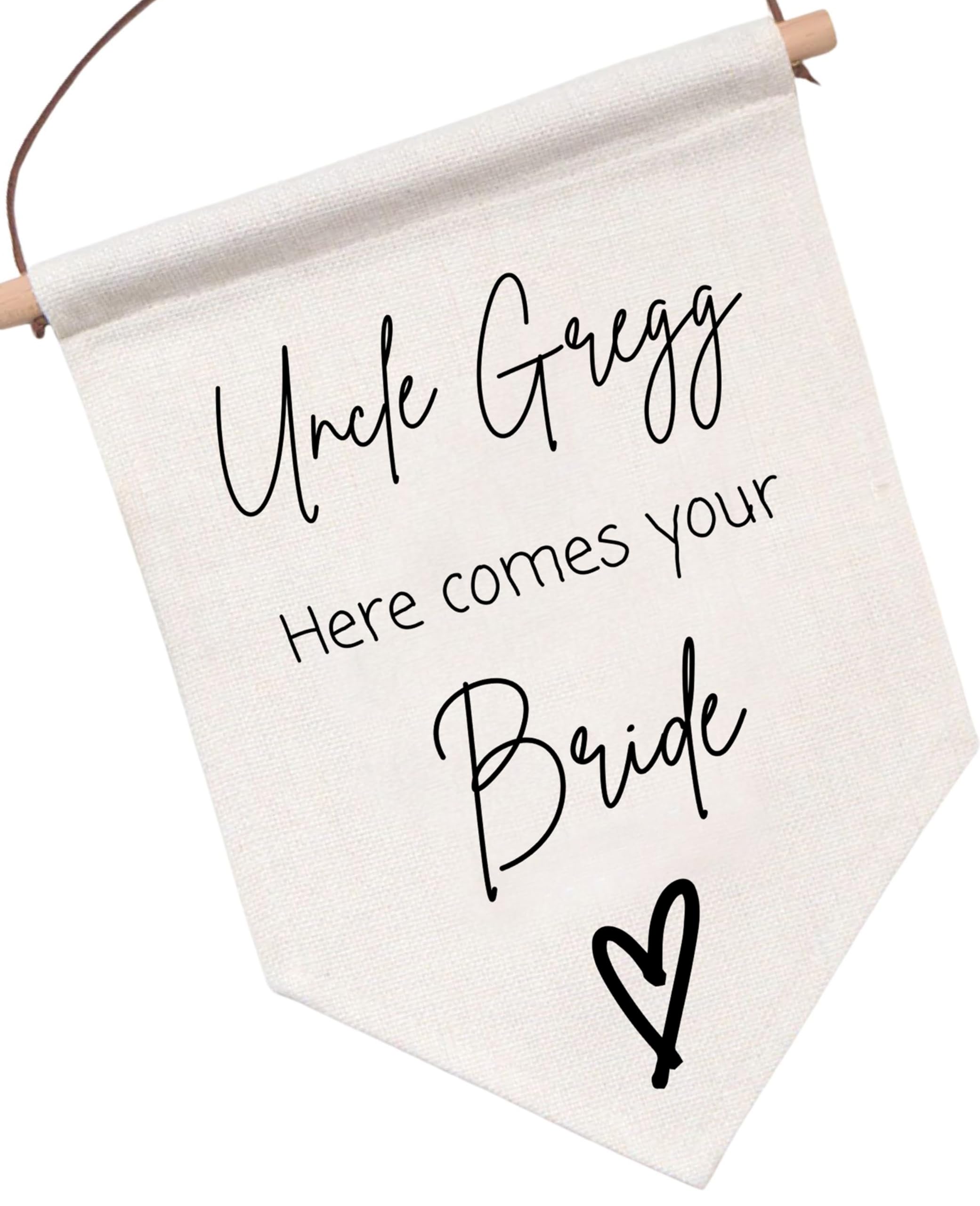 Personalised Here Comes The Bride Sign, Wedding Banner For Page Boy, Flower Girl, Ring Barer, Walking Down the Aisle Flag — image 1