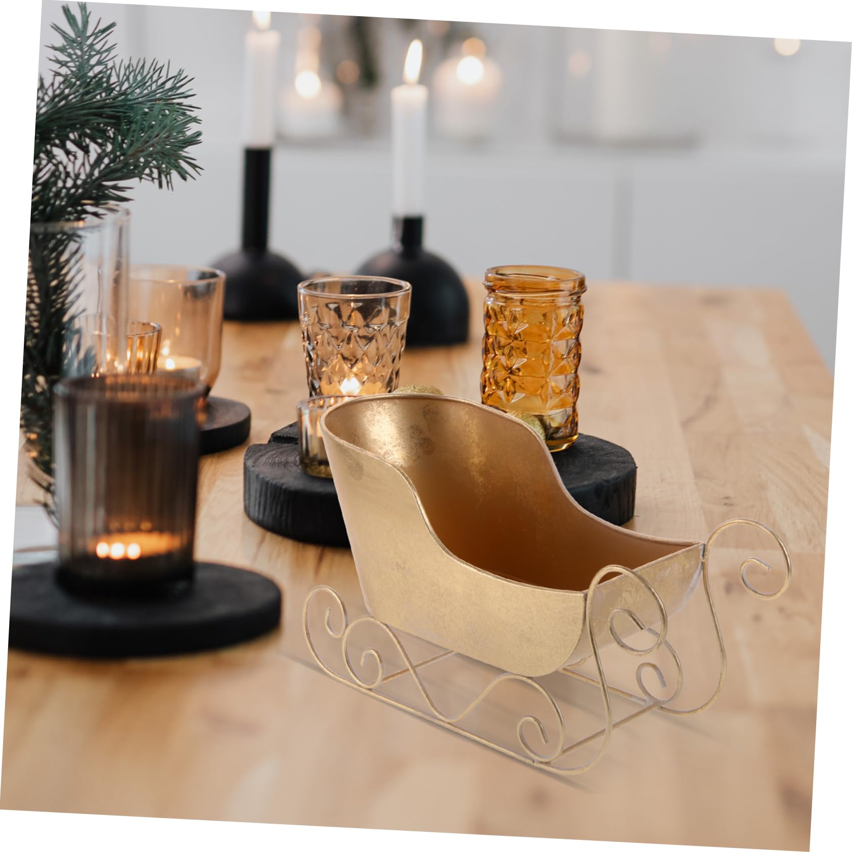 Amosfun Klassische Eiserne Schlitten Ornament Weihnachtsdekoration in Gold für Besondere Anlässe und Festliche Weihnachtsfeiern als Dekorativer Schmuck