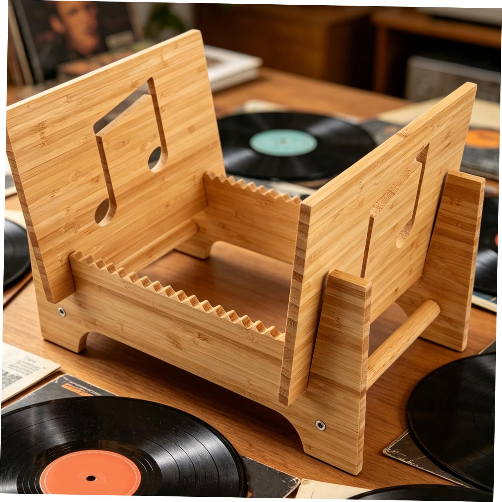NUOBESTY Porta Dischi in Legno per Vinili Mobile Organizer per Collezione con Design Classico e Robusto per Soggiorno o Studio