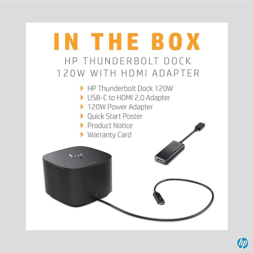 Miniatura 5 de HP Base Thunderbolt de 120 W con adaptador HDMI, estación de acoplamiento universal USB-C, un cable, múltiples conexiones, con un solo USB-C™ a