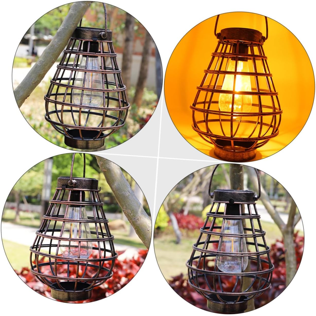 1pc Outdoor Solar Lantern Hollowed Iron Led Hanging Light for Patio and Garden Decor Durable and Easy to Install for Family and Friends