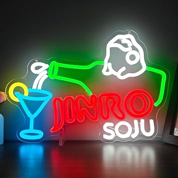 JINRO SOJU LED Neon Sign for Wall Decor USB Adjustable Brightness Living Room Bars Pub Club Gatherings Art Wall Decor