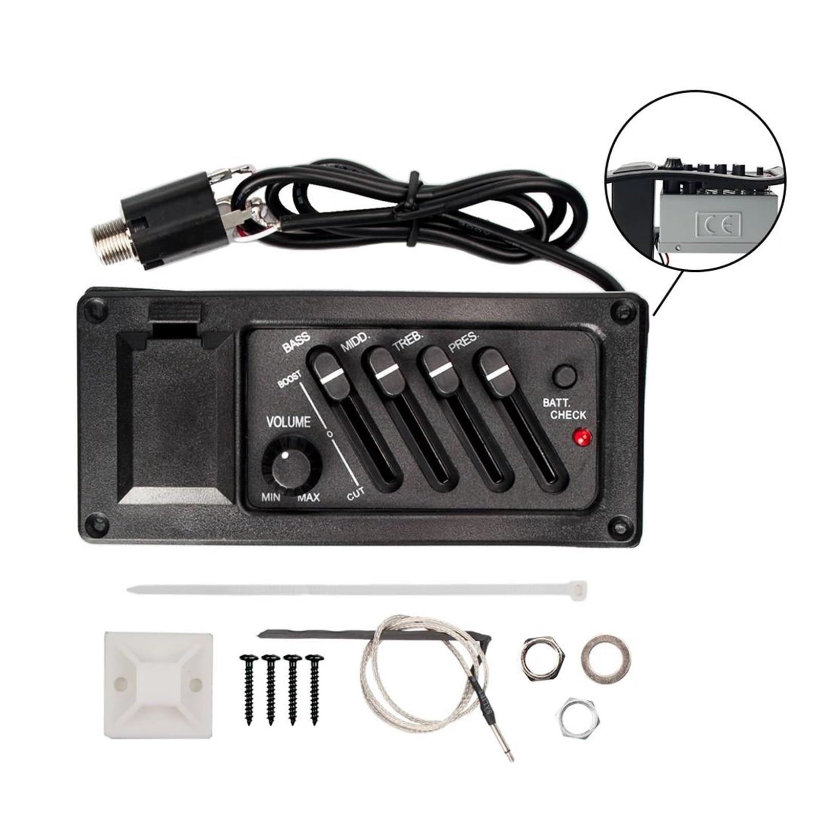 Pick-up per Chitarra Acustica Accessori 10 Pz 4 Bande Amplificatore Preamplificatore Per Chitarra Acustica EQ Pickup Amplificatore Per Chitarra Acustica Preamplificatori Lato Piatto