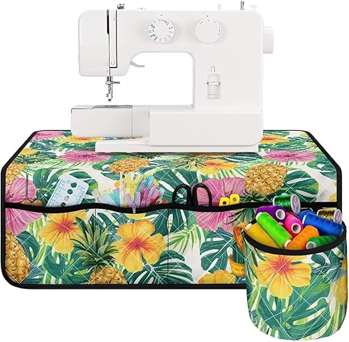 Miniatura 68 de Estera de máquina de coser con flores brillantes y florales bohemias, reduce la vibración, antideslizante, organizador duradero