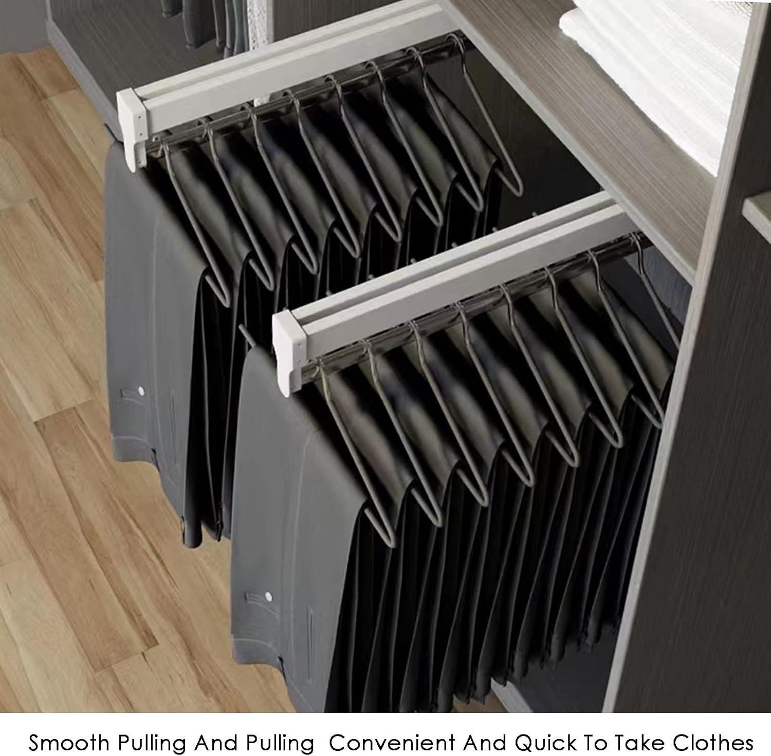 Retractable Pants Rack, Retractable Trouser Hanger, Space Saving Clothing Display Rack in Wardrobe, 25Kg Weight Capacity for Ties, Shawls, Clothes, Scarves, Jea，400mm，400mm