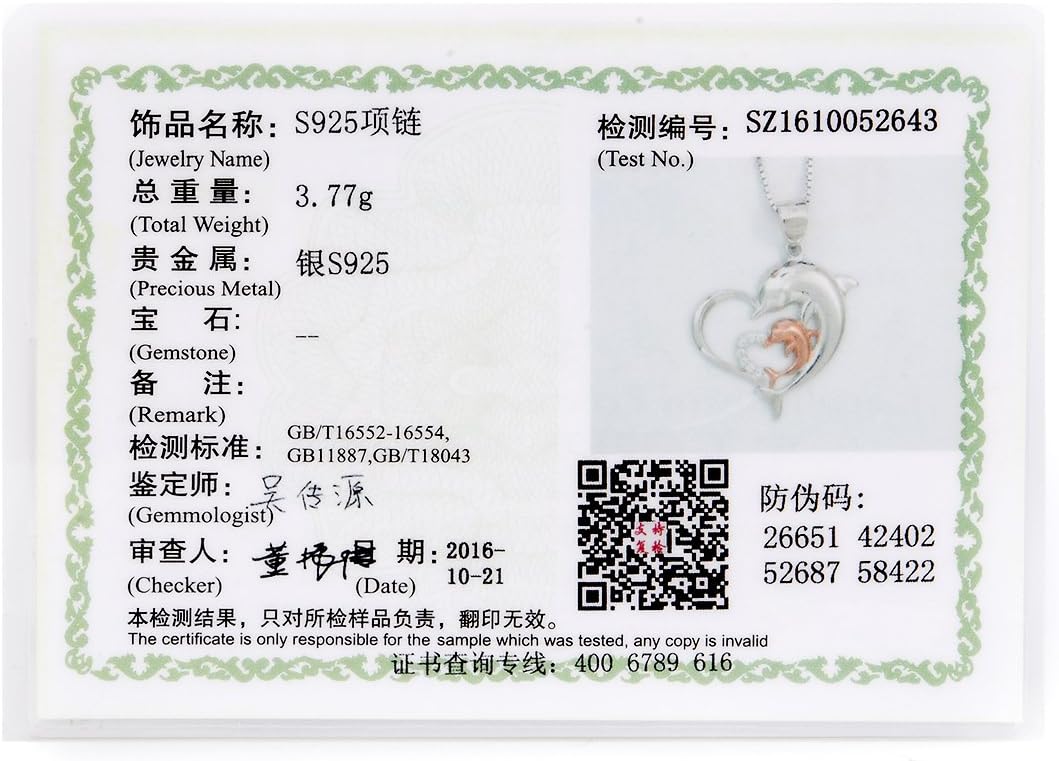 Dolphins Jewelry 925 Sterling Silver Two-Tone Eternal Love Double Heart Dolphin Pendant Necklace for Women (Rose Gold Dolphin Necklace 18'') - Image 6