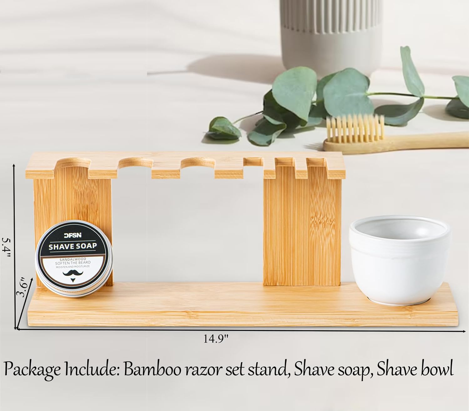 Bamboo Razor And Brush Stand With Shaving Bowl And Shaving Soap Elegant Shaving Brush Stand Premium Shaving Stand Safety Razor Shave Kit Mens Shaving Kit For Men
